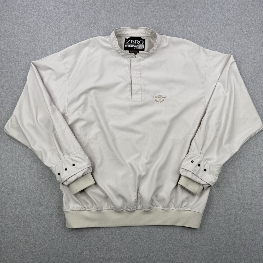 Zero‎ Restriction Jacket Mens XL Ivory 1/4 Button Windbreaker Heritage Club Golf